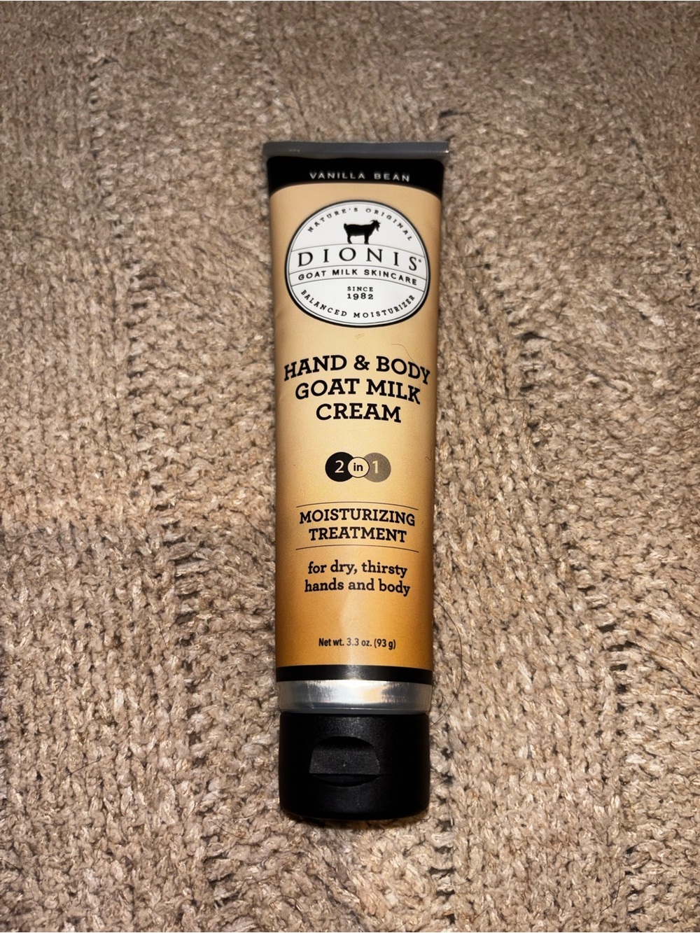 Dionis Vanilla Bean Goat Milk Hand & Body Cream 2-in-1 Moisturizing 3.3 oz NEW